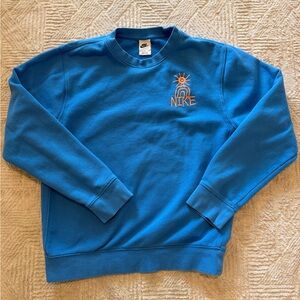 Nike Bright Blue Crewneck Sweatshirt with Orange Logo